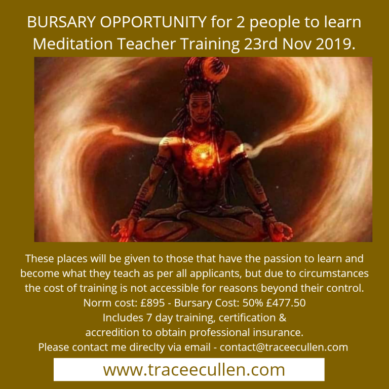 BURSARY OPPORTUNITY.. Meditation Teacher Training.